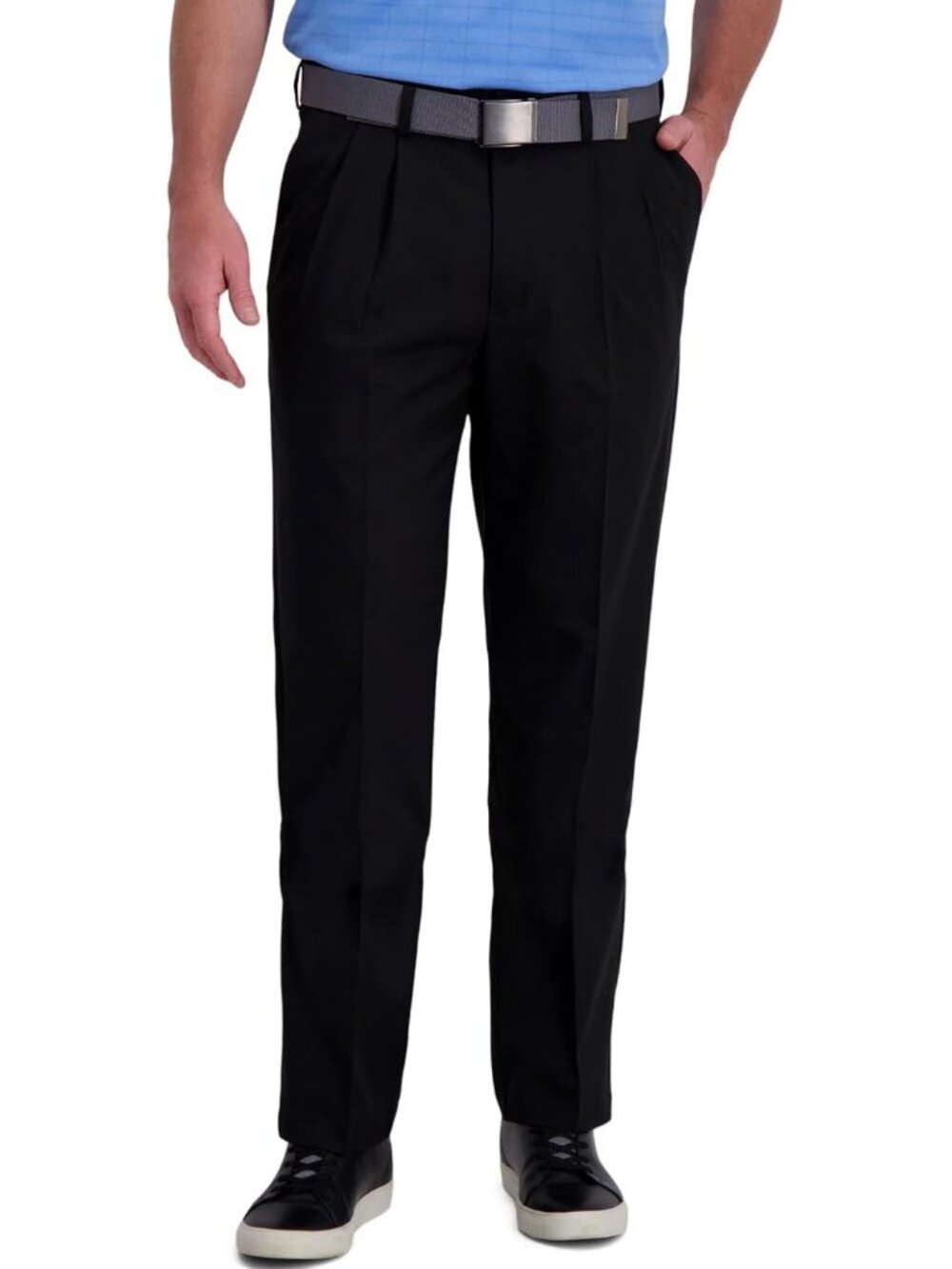Haggar ✨ Cool Right Performance Flex Classic Fit Pleat Front Pant Black 38 X 29
